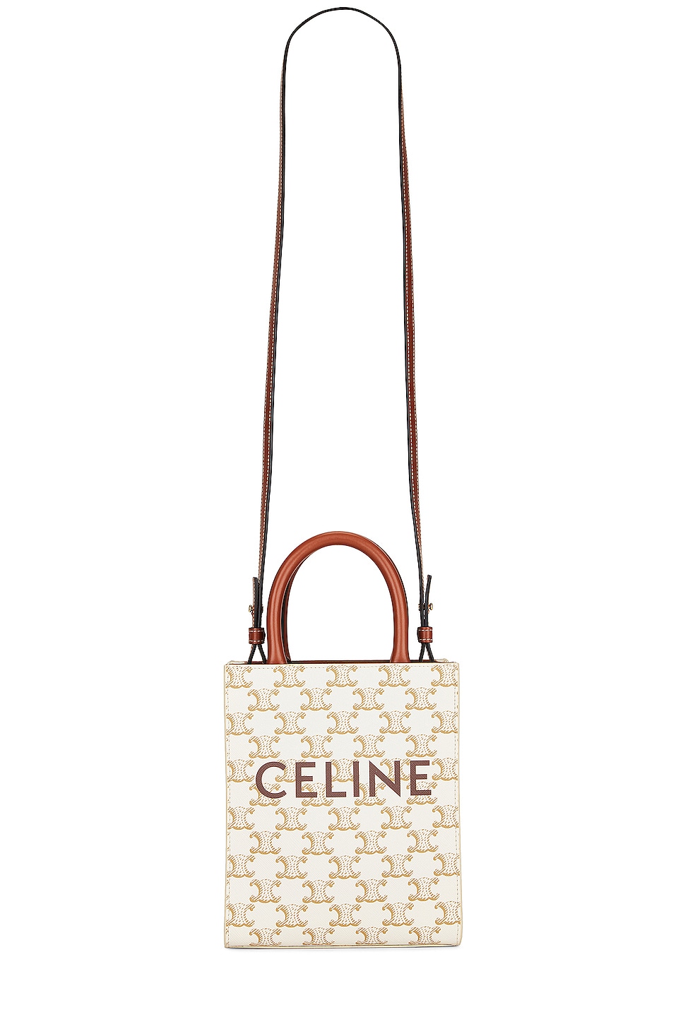 Triomphe Mini Tote bag in Coated canvas, Gold Hardware