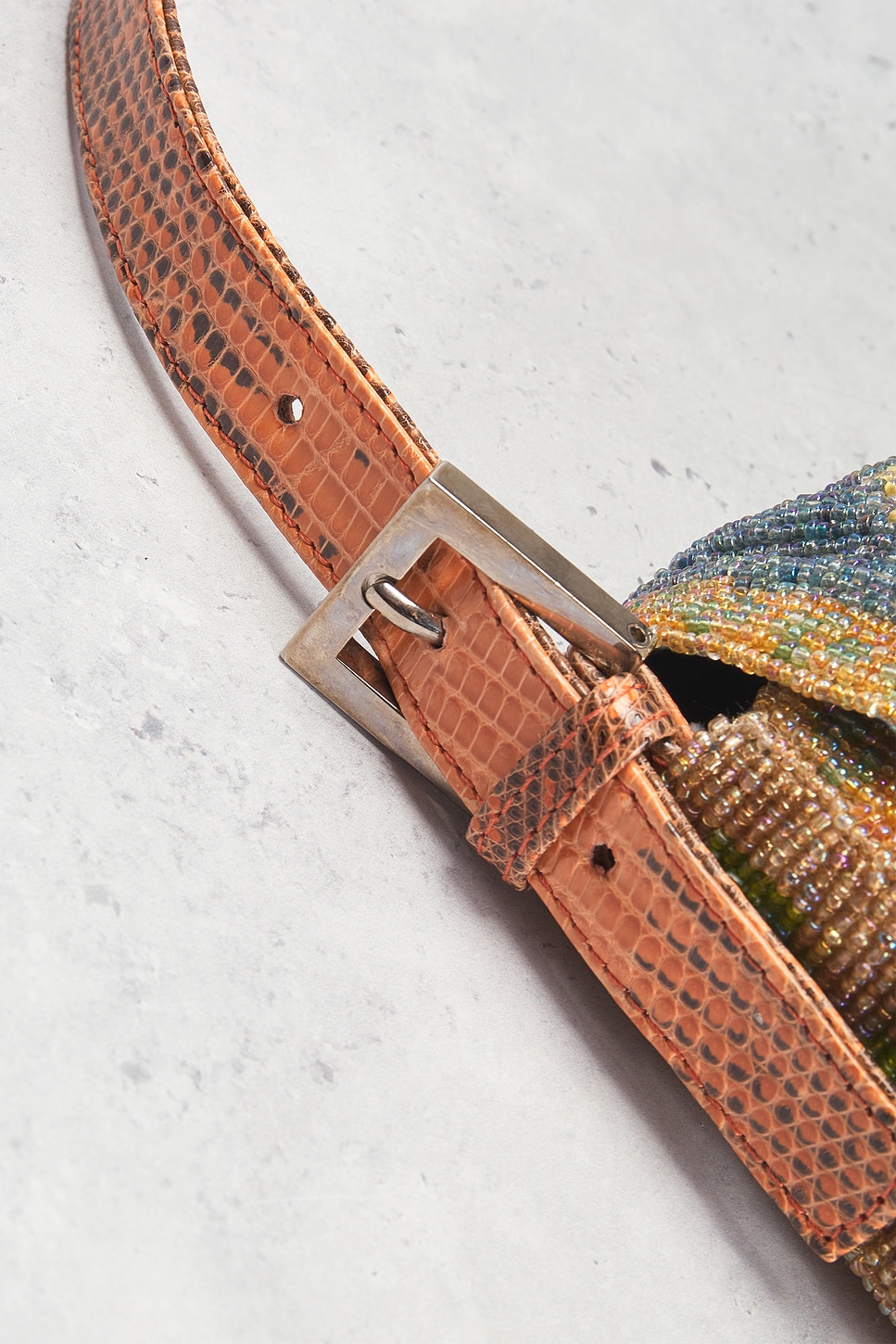 Fendi Vintage Embroidery Beaded Baguette Shoulder Bag