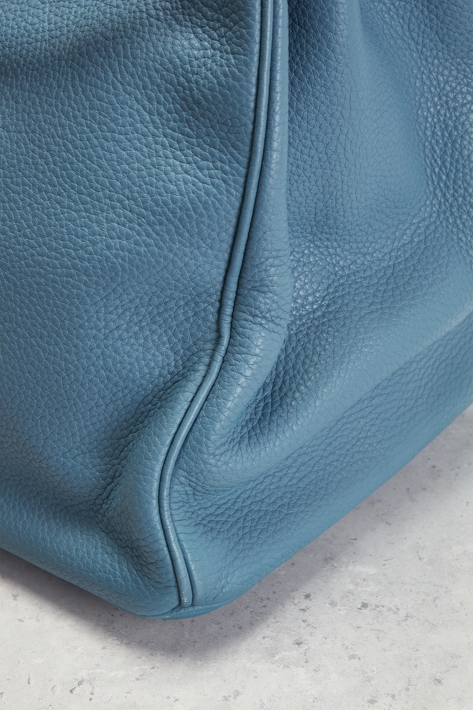 Hermes Taurillon Clemence Birkin 40 Retourne Handbag n Bleu Jean