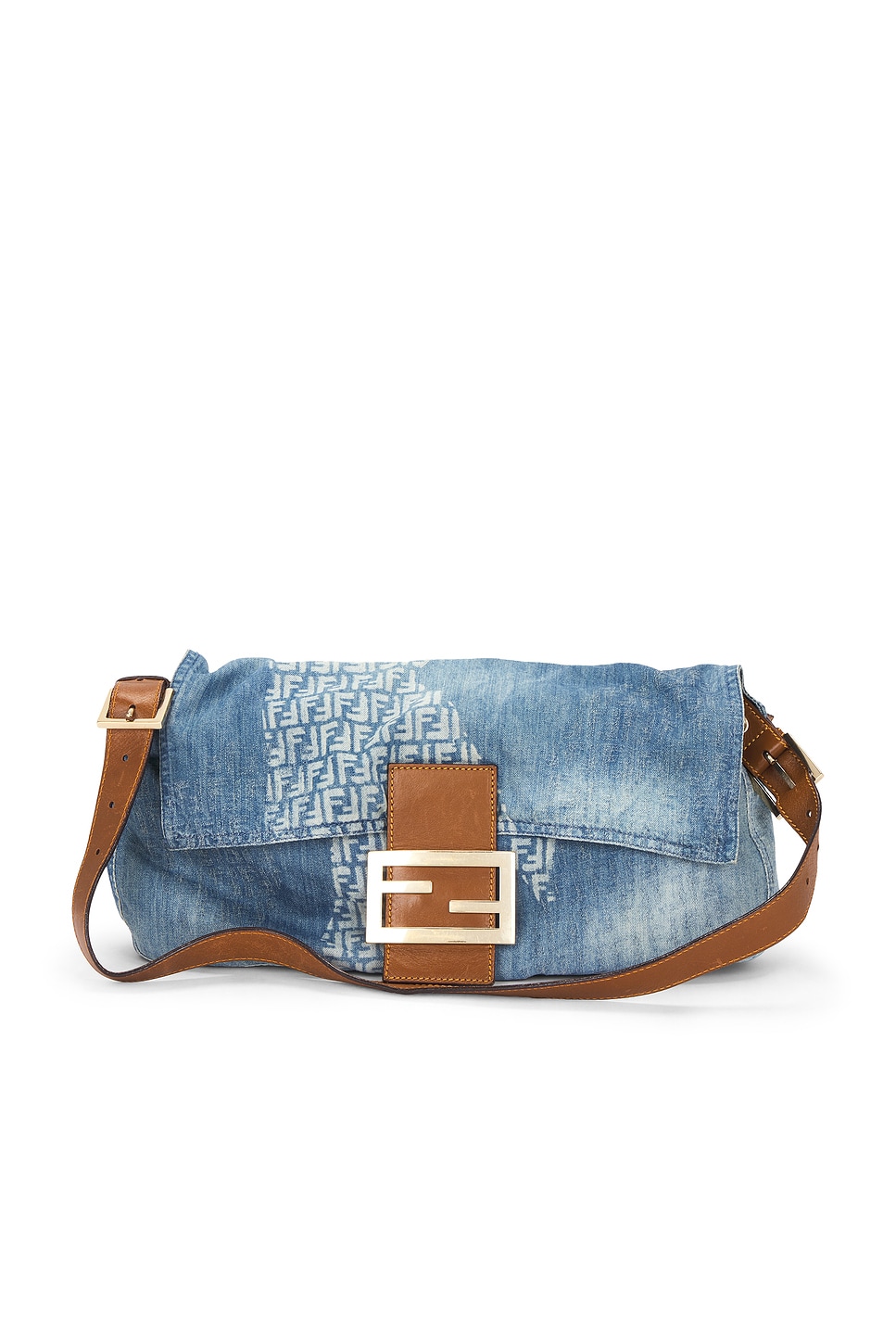 Fendi Denim Zucchino Baguette Shoulder Bag