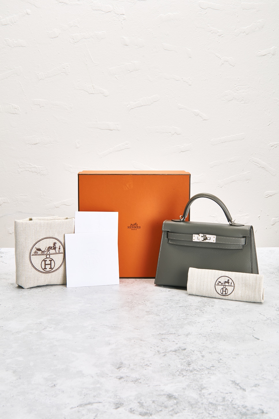 FWRD Renew Hermes Epsom Kelly 20 Handbag in Gris Meyer | REVOLVE