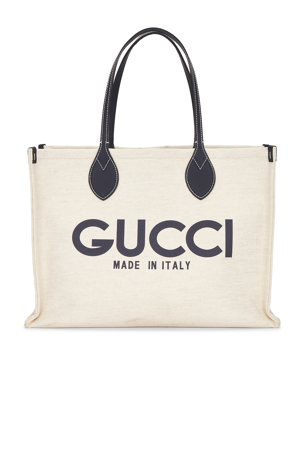FWRD Renew Gucci Logo Tote Bag in Beige | REVOLVE