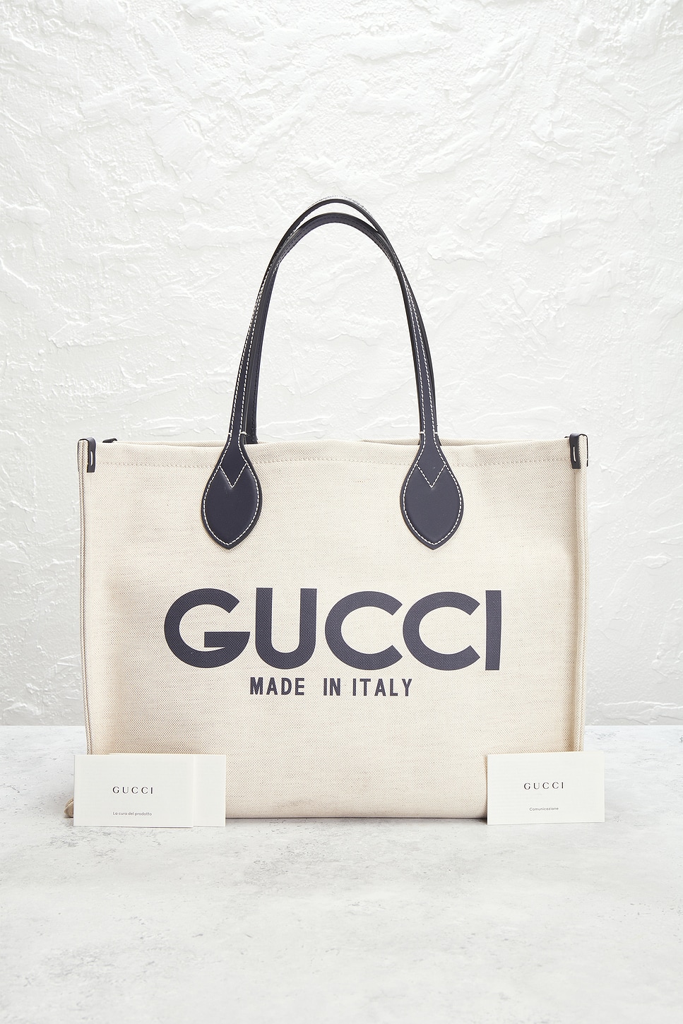 FWRD Renew Gucci Logo Tote Bag in Beige | REVOLVE