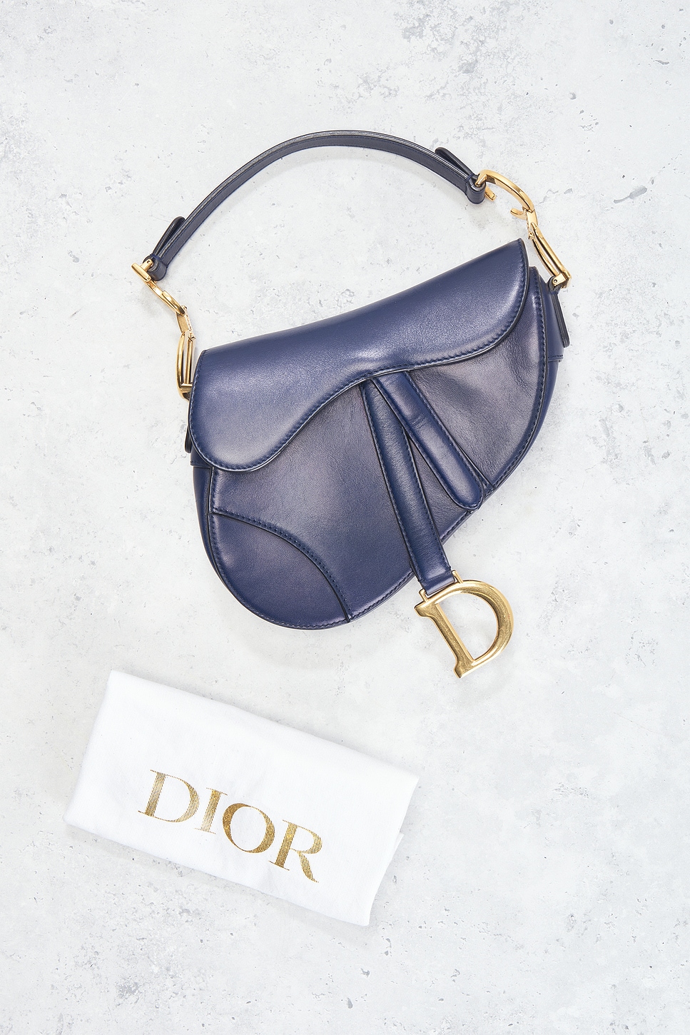 FWRD Renew Dior Saddle Bag in Blue | REVOLVE