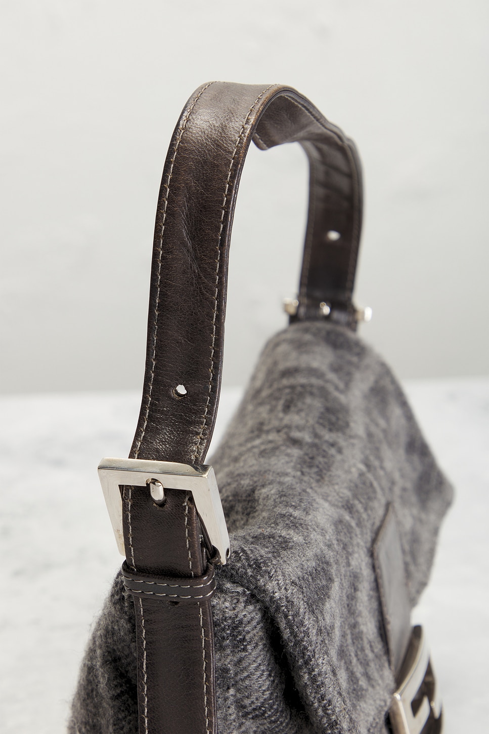 FWRD Renew Fendi Zucca Baguette Shoulder Bag in Grey | REVOLVE
