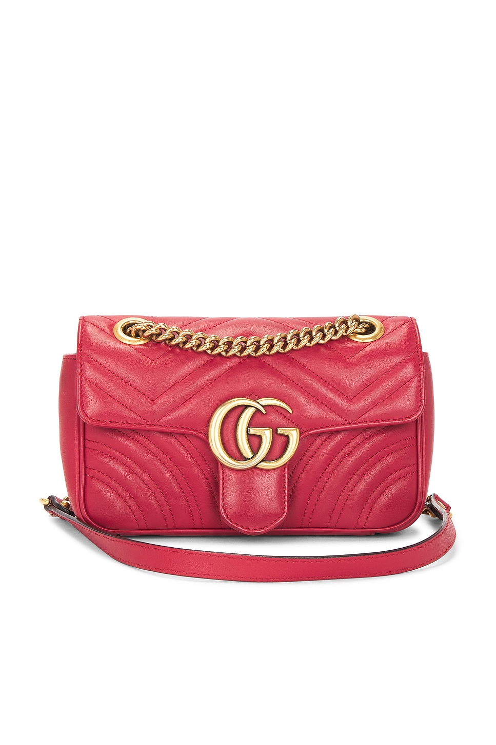 FWRD Renew Gucci GG Marmont Shoulder Bag in Hibiscus Red | REVOLVE