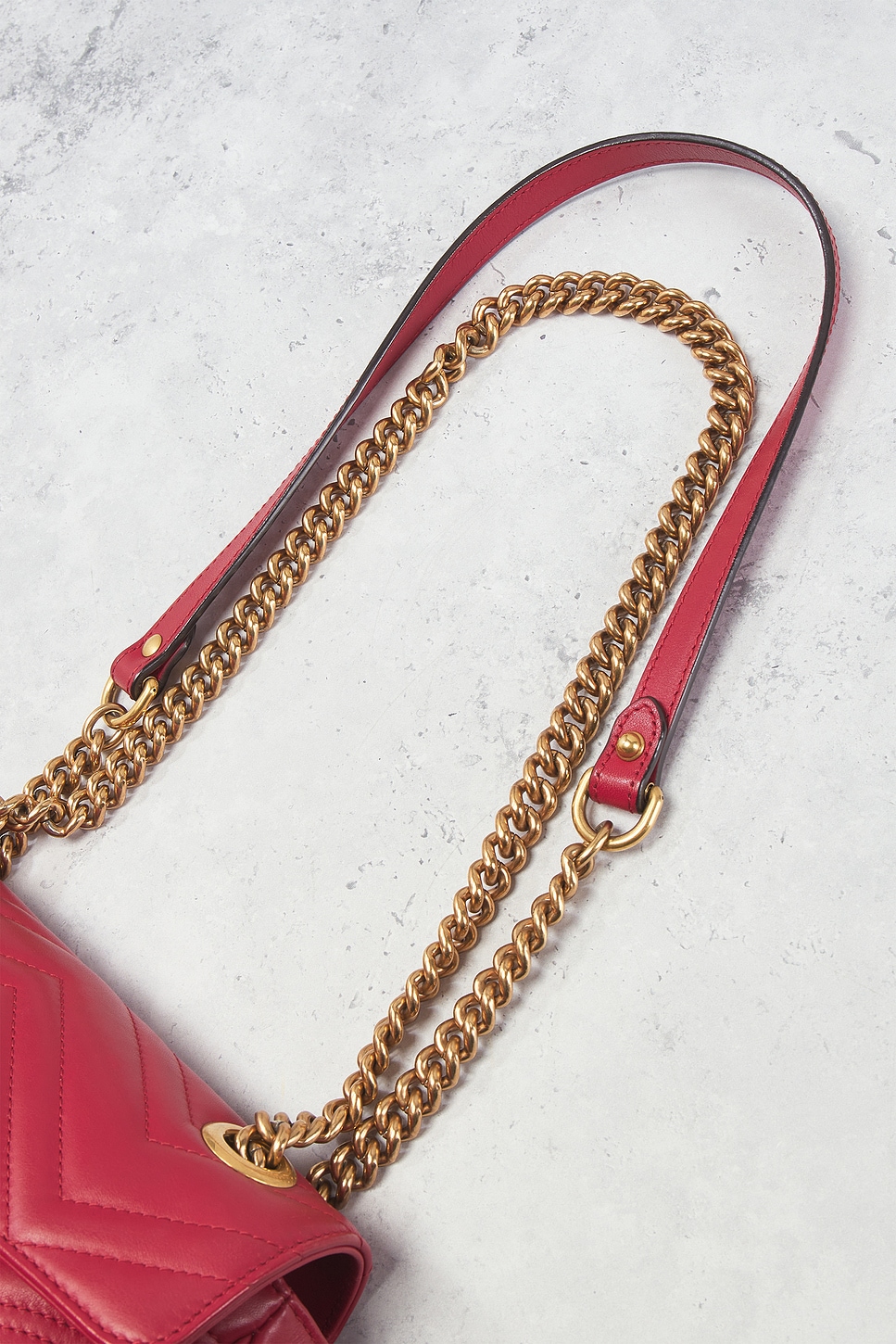 FWRD Renew Gucci GG Marmont Shoulder Bag in Hibiscus Red | REVOLVE