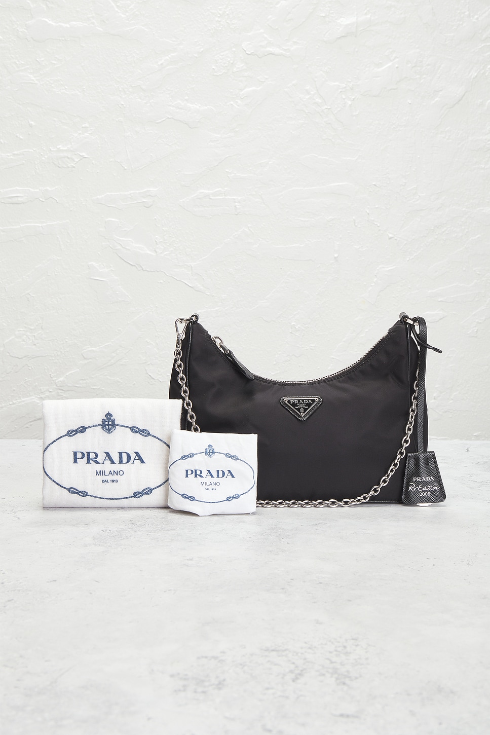 FWRD Renew Prada Re-Edition 2005 Re-Nylon Shoulder Bag in Black
