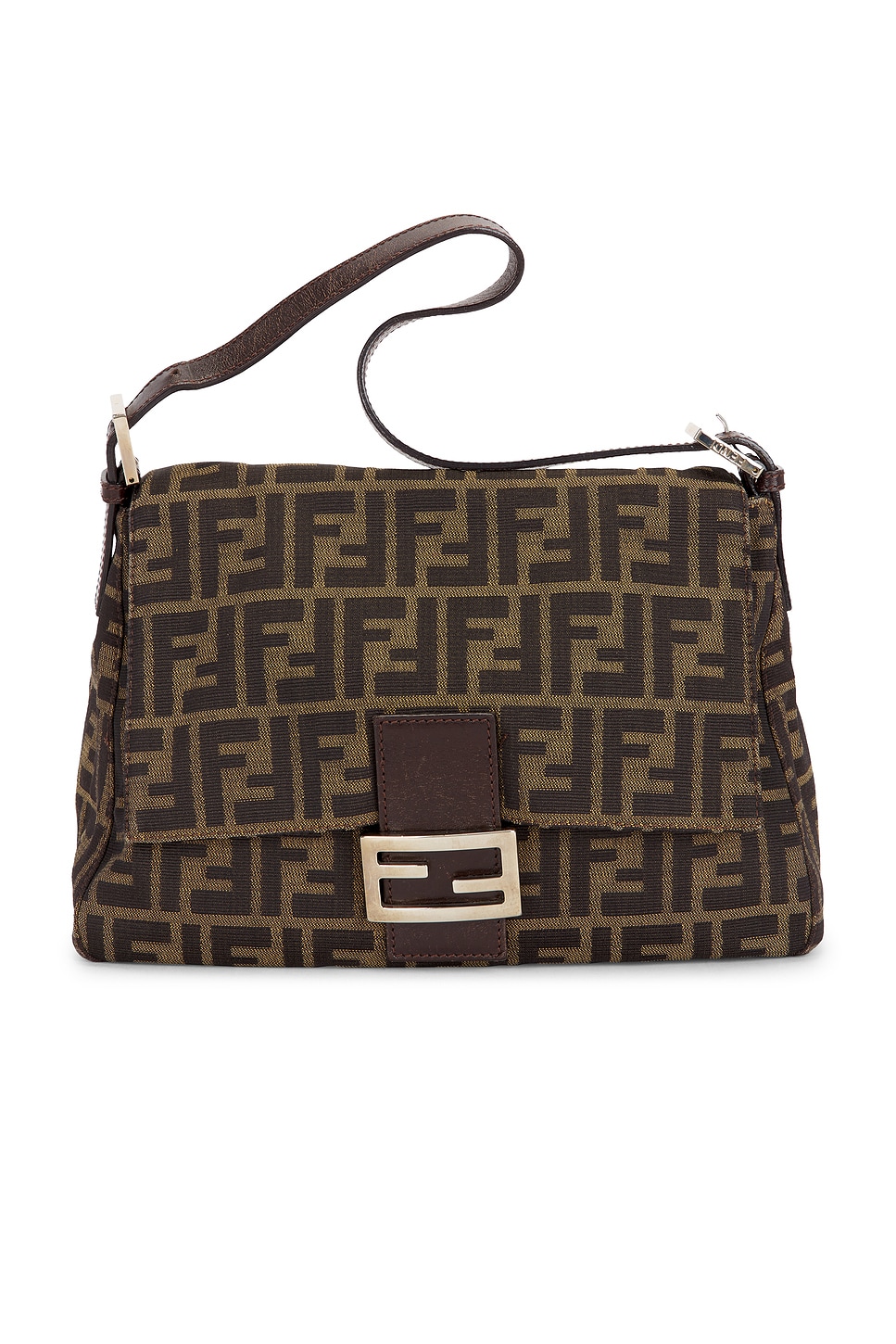 fendi zucca baguette tobacco Maxi Flap Bag  THE CLOSET Single interior zip pocket Fendi Zucca Baguette Brown -