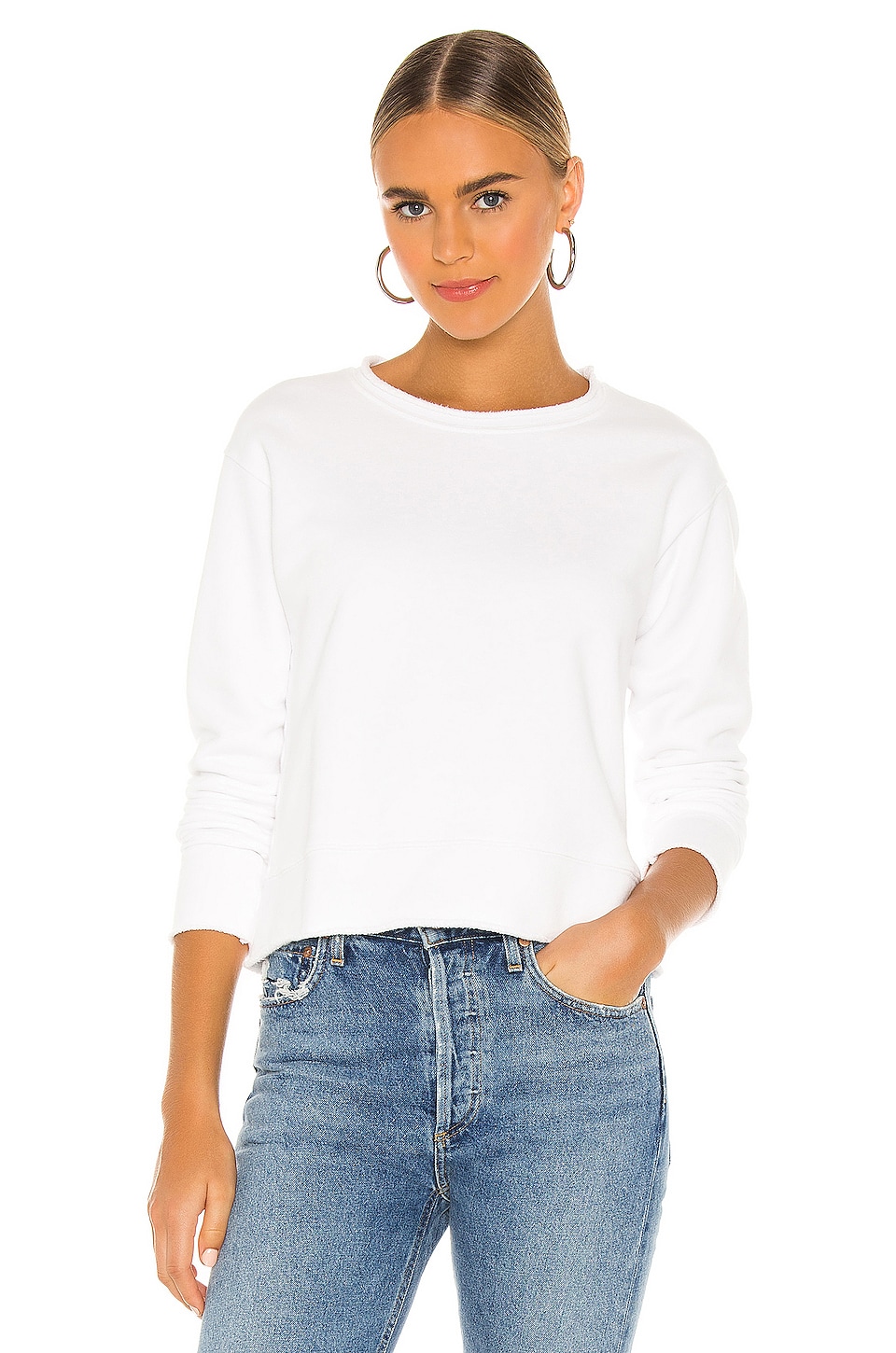 Frank Eileen Boyfriend Crew Neck Sweatshirt In White Revolve