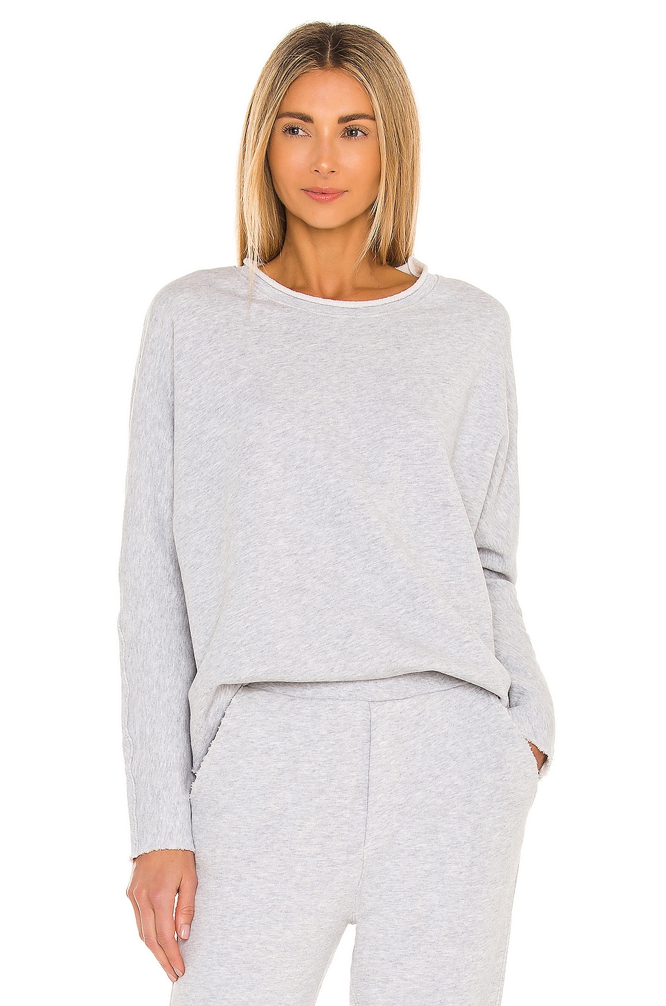 Frank Eileen Long Sleeve Capelet Sweatshirt In Gray Melange Revolve