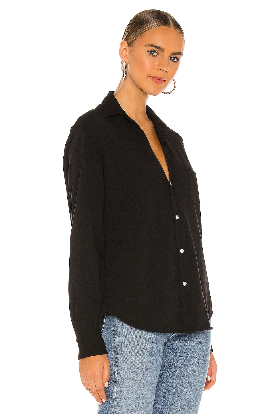Eldie Black Knit Button Down Top
