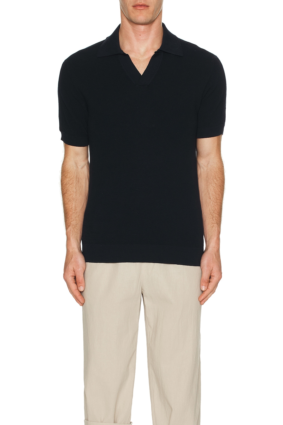 Rino Str Cotton Salt And Pepper Stitch Ss Knitted Polo