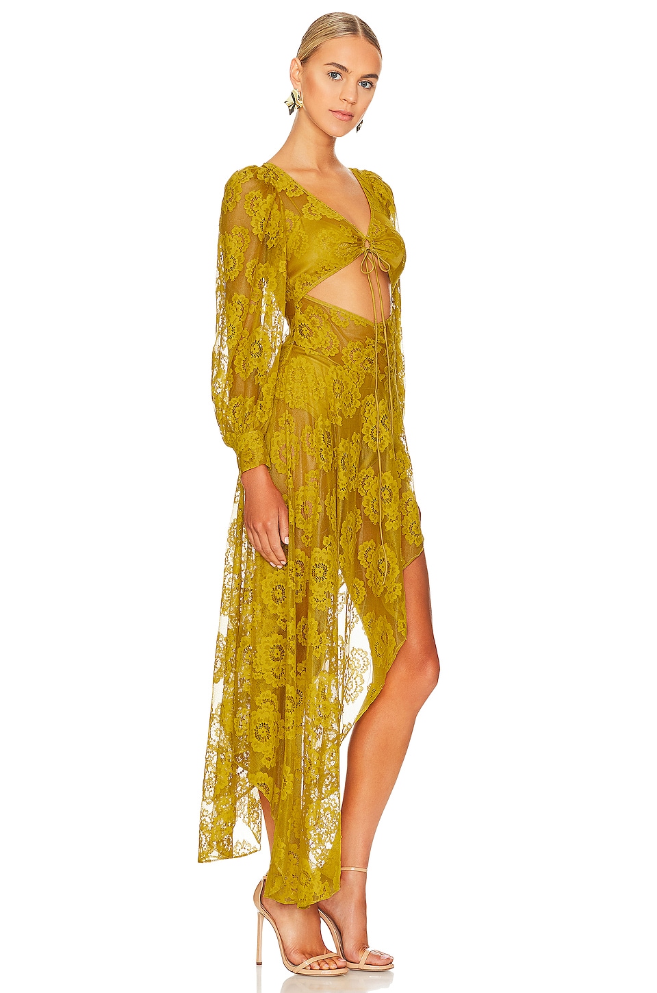 For Love & Lemons Tiana Midi Dress in Yellow