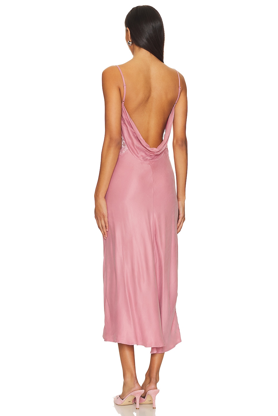 Lucia Midi Slip Dress In Hot Pink