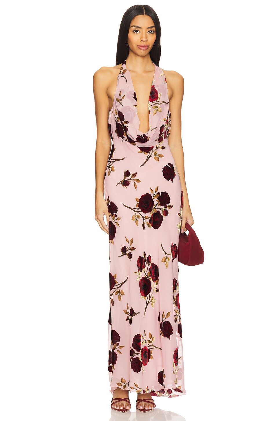 Velvet Halter Maxi Dress