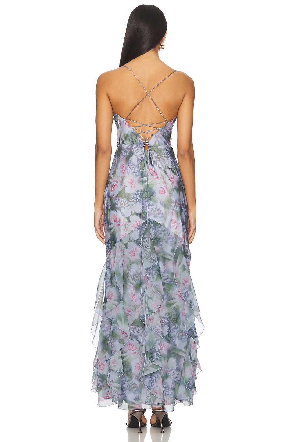 elea maxi dress For Love & Lemons Elea Ruffle Maxi Dress