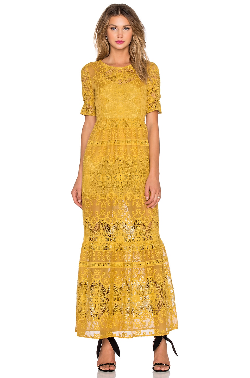 For Love & Lemons Siena Maxi Dress in Goldenrod | REVOLVE