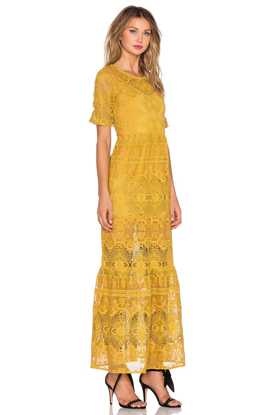 For Love & Lemons Siena Maxi Dress in Goldenrod | REVOLVE