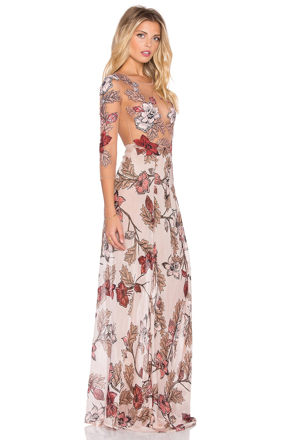 For Love & Lemons Sierra Maxi Dress in Blush Floral