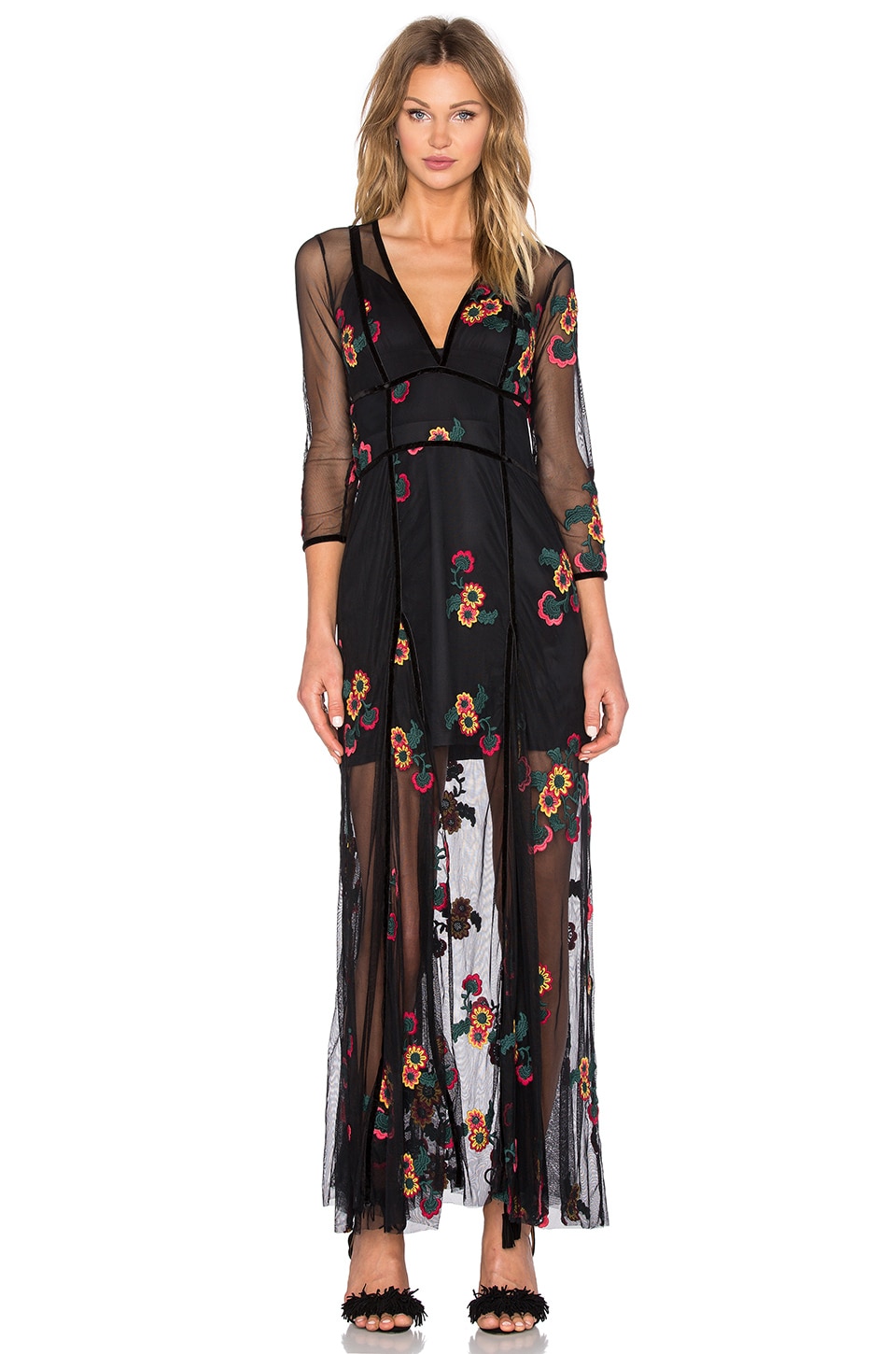 For Love & Lemons Elenora Maxi Dress in Black | REVOLVE