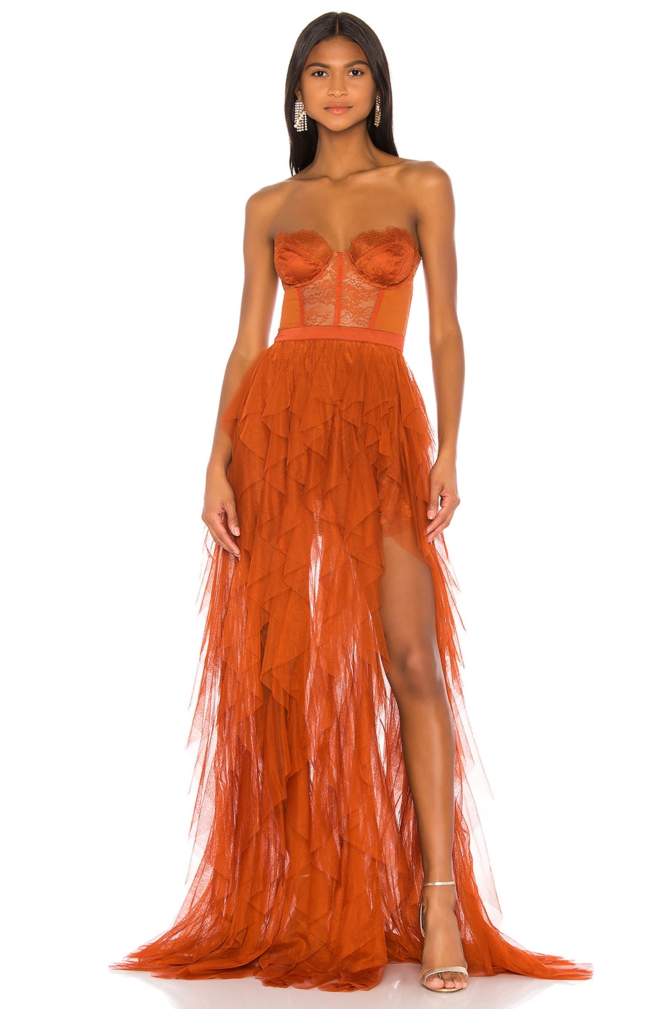 For Love & Lemons x REVOLVE Bustier Gown in Rust