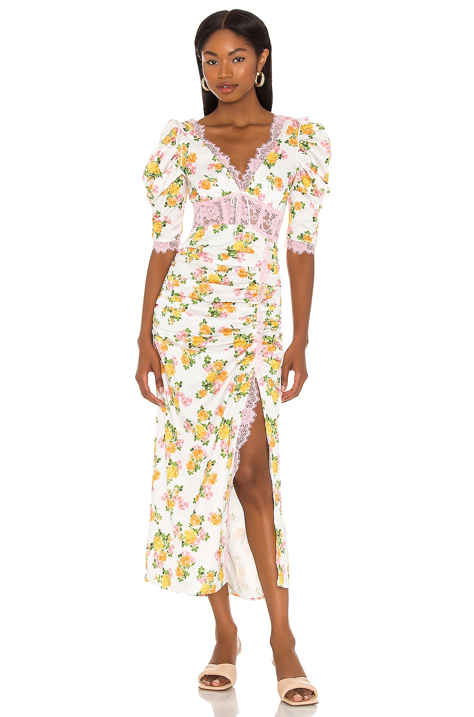 For Love & Lemons Emma Midi Dress in Marigold | REVOLVE