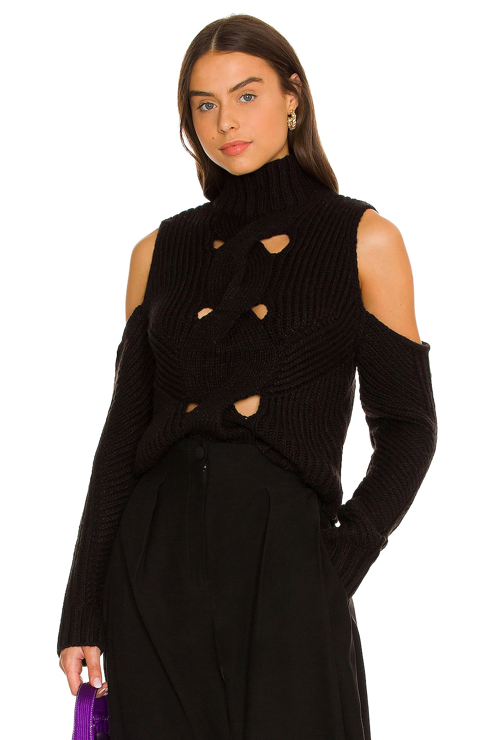 turtleneck cut out sweater