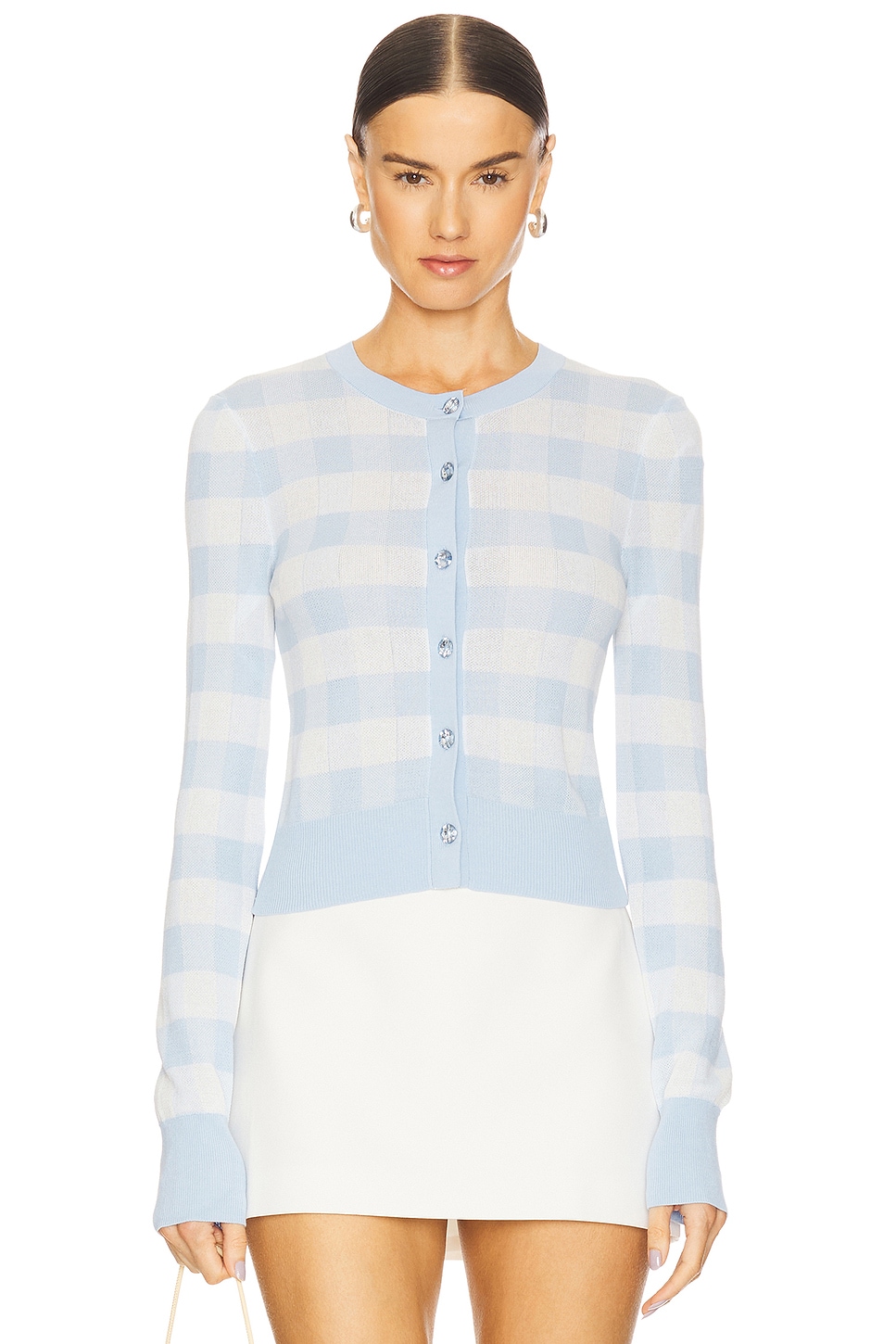 Gingham Knit Cardigan - Thumbnail 1