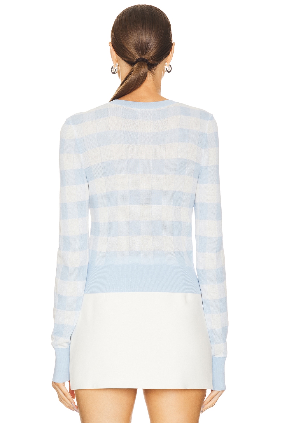 Gingham Knit Cardigan - Thumbnail 3