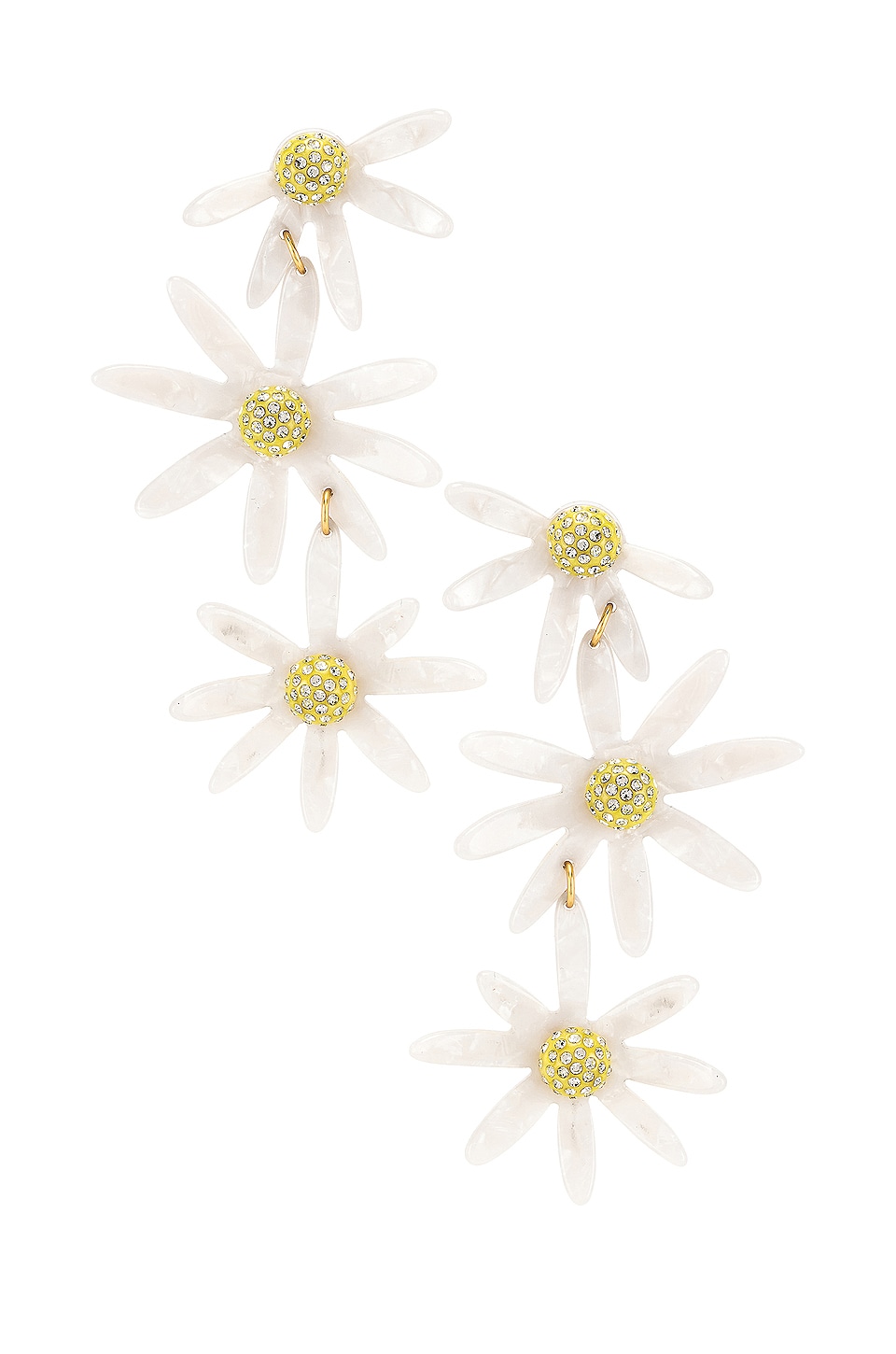 For Love & Lemons Lucite Daisy Earrings in White | REVOLVE