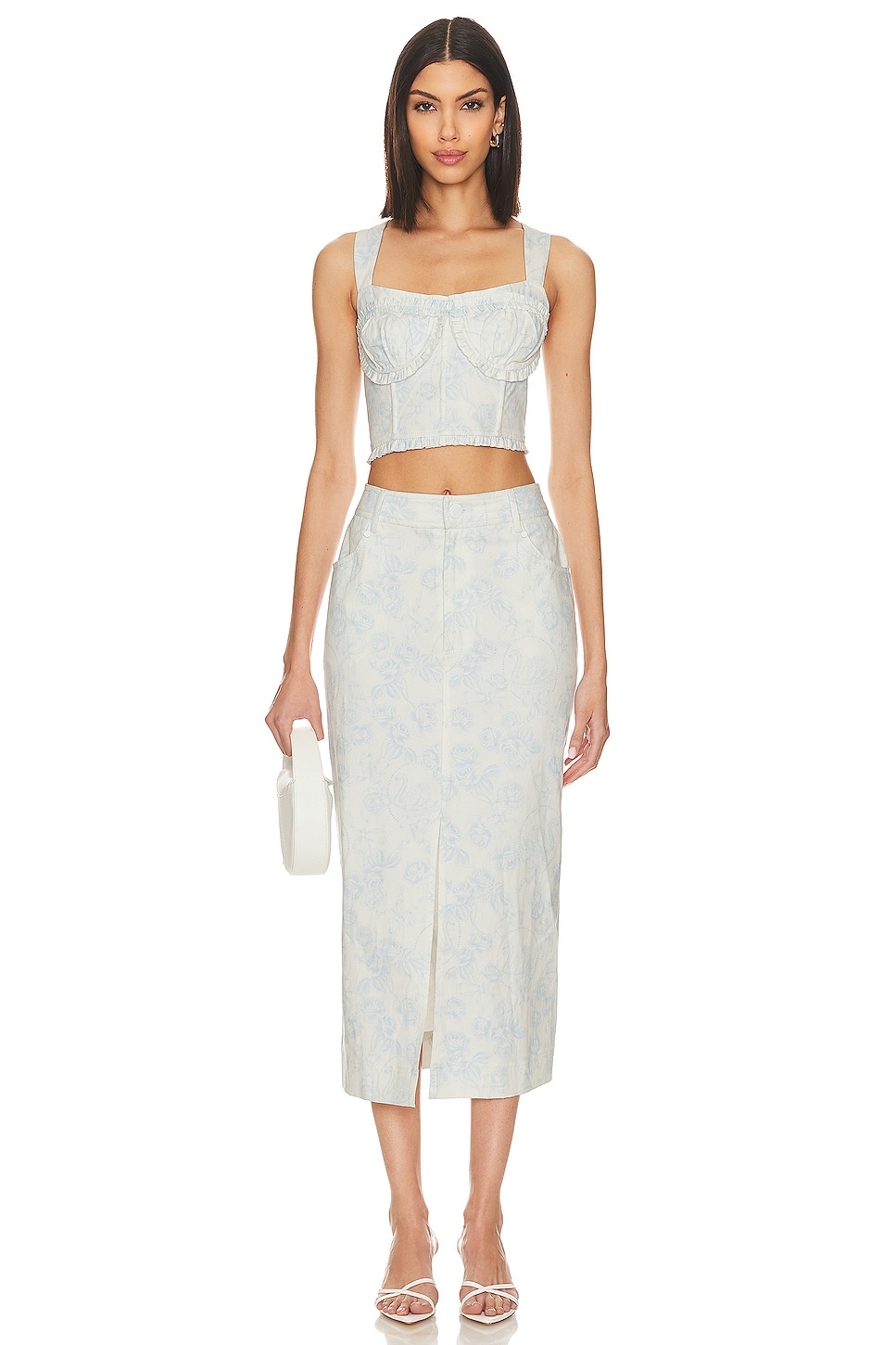 For Love & Lemons Chantal Midi Skirt in Blue | REVOLVE