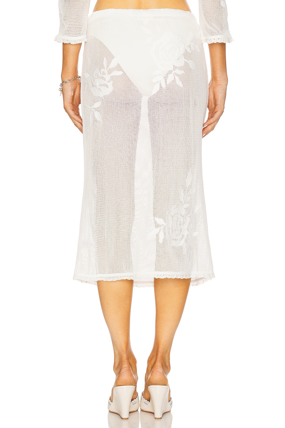 For Love & Lemons Rose Crochet Midi Skirt thumbnail