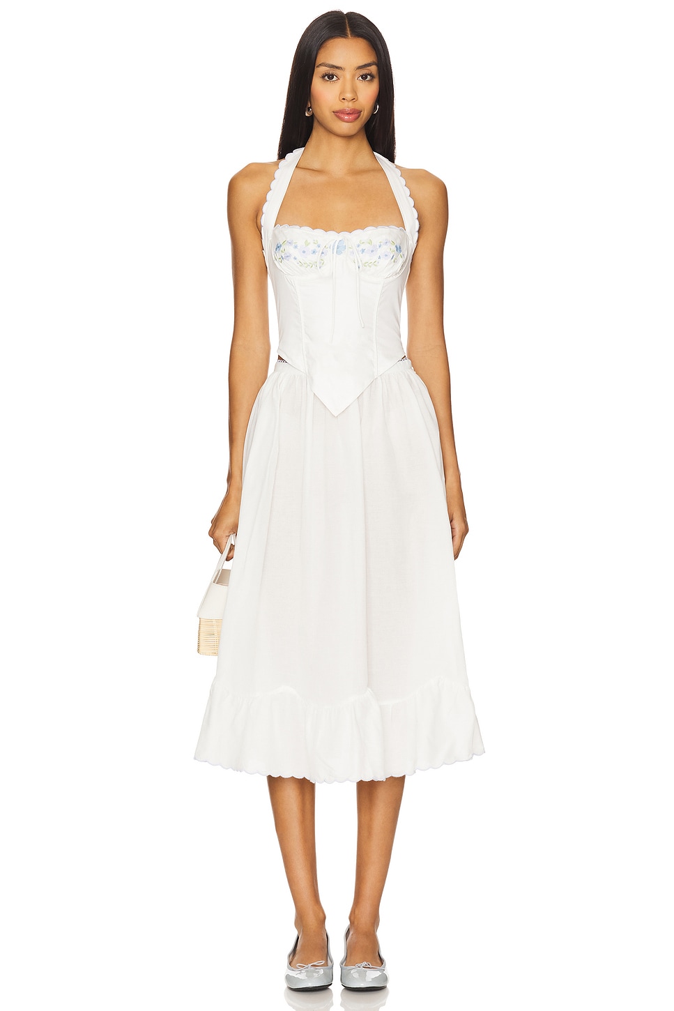 For Love & Lemons Tea Time Poplin Midi Skirt