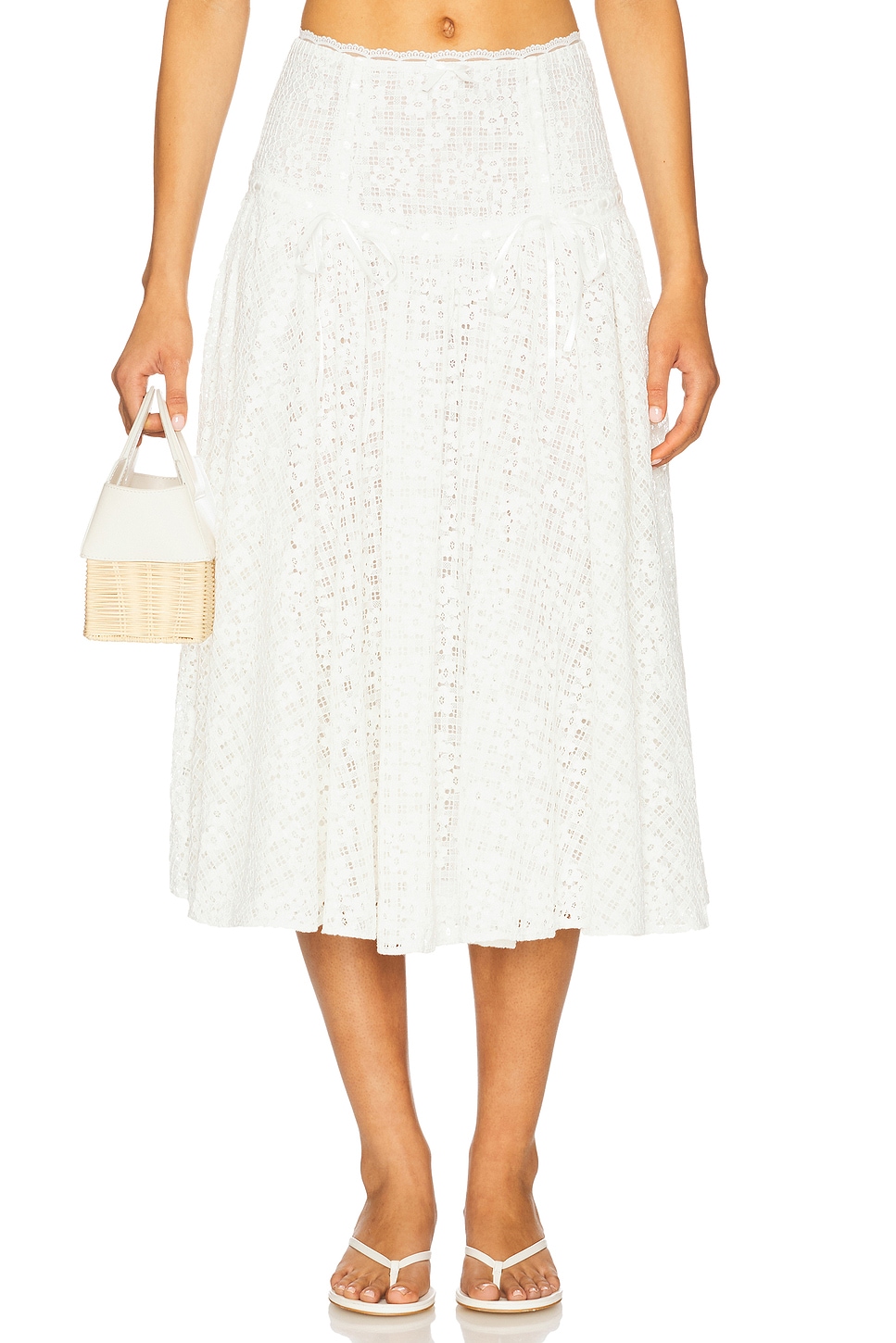 For Love & Lemons Daisy Lace Midi Skirt in White | REVOLVE For Love & Lemons Daisy Lace Midi Skirt in White | REVOLVE