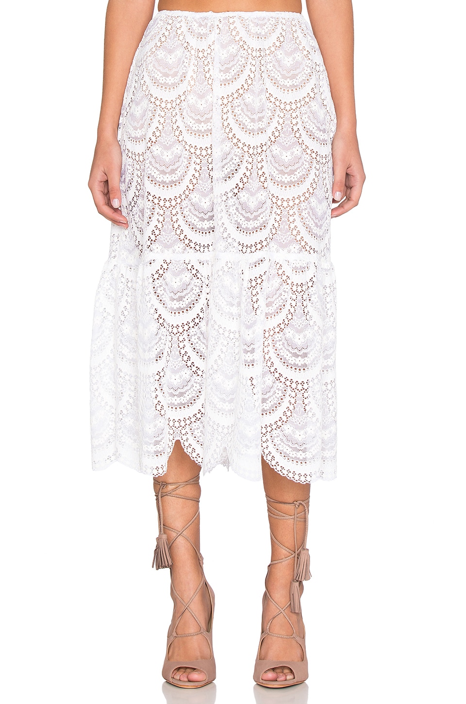 For Love & Lemons Rosalita Skirt in White | REVOLVE