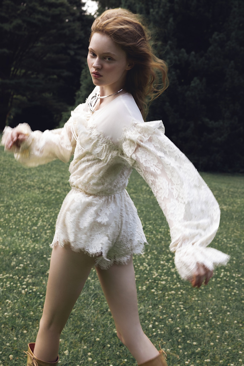 For Love & Lemons Country Rose Lace Romper
