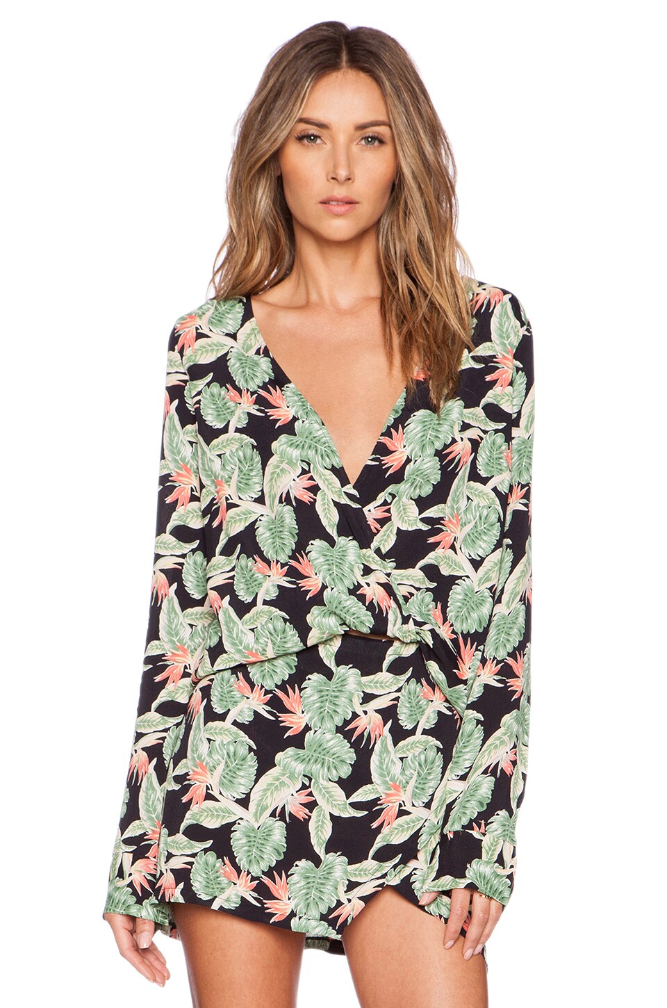 Image 1 of Aloha Crop Top in Bird of Paradise Black