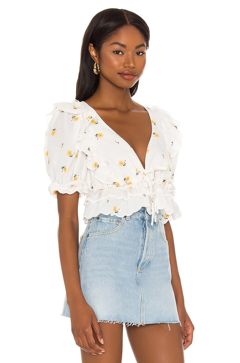 For Love & Lemons Shelby Blouse in White