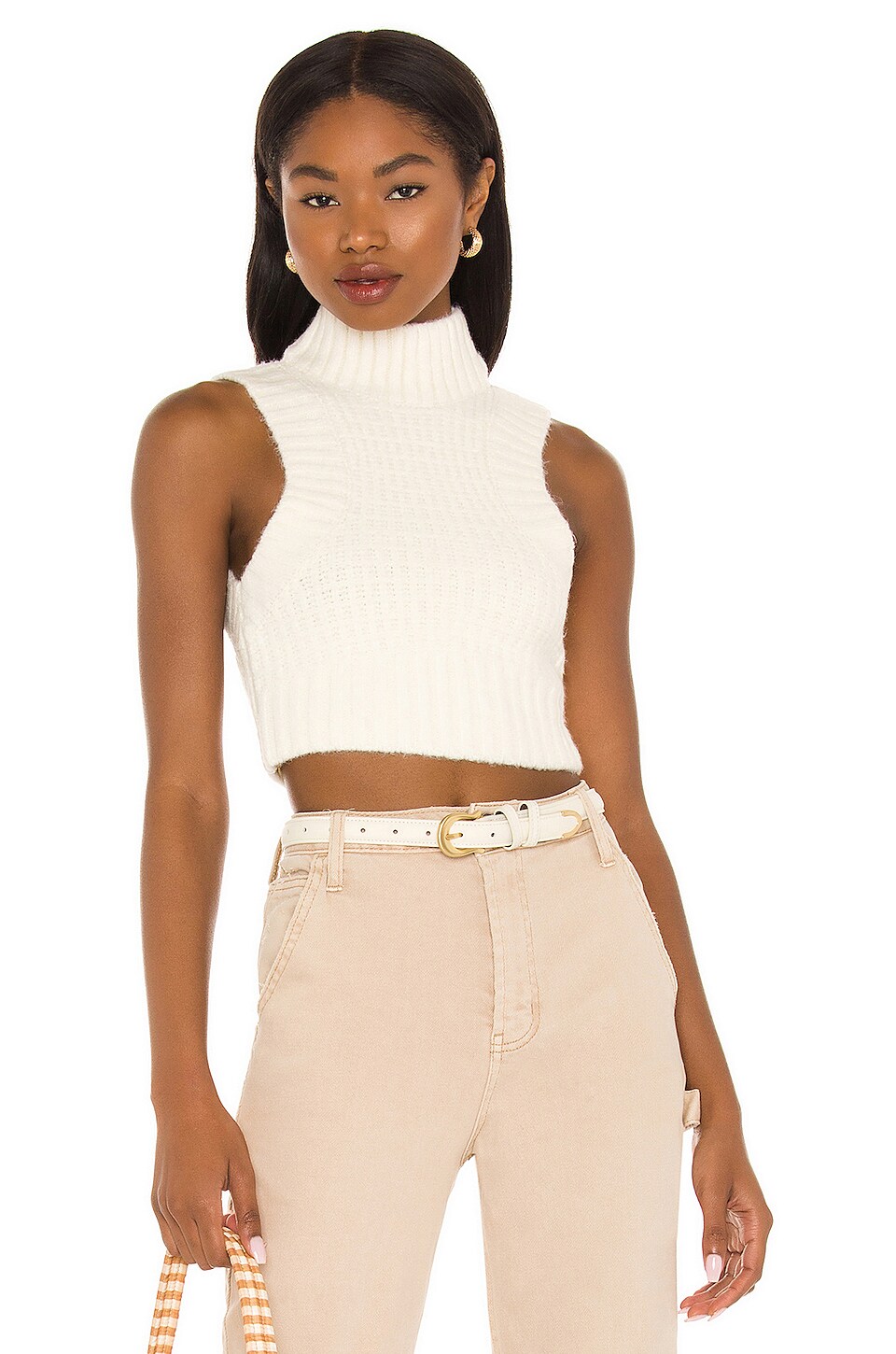 For Love & Lemons Dominique Crop Tank Sweater in Ivory