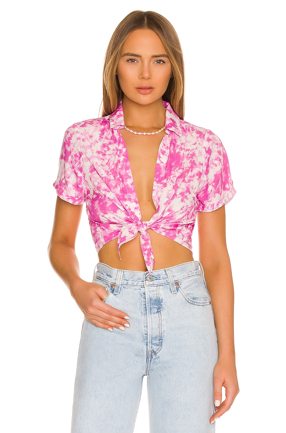 For Love & Lemons Devon Crop Top in Pink | REVOLVE