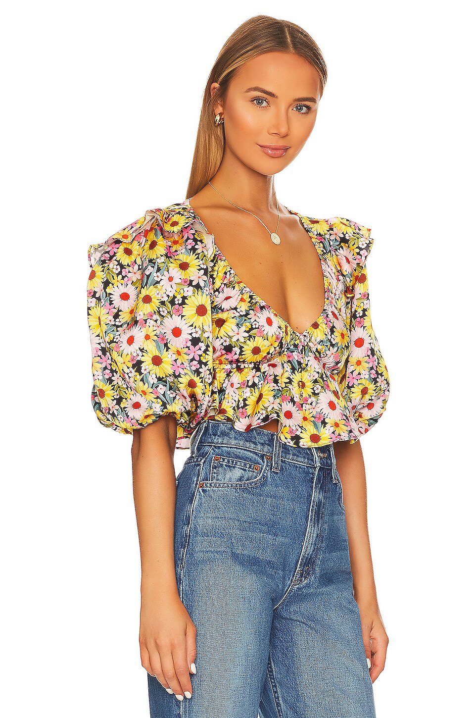 For Love & Lemons Glenn Crop Top in Yellow