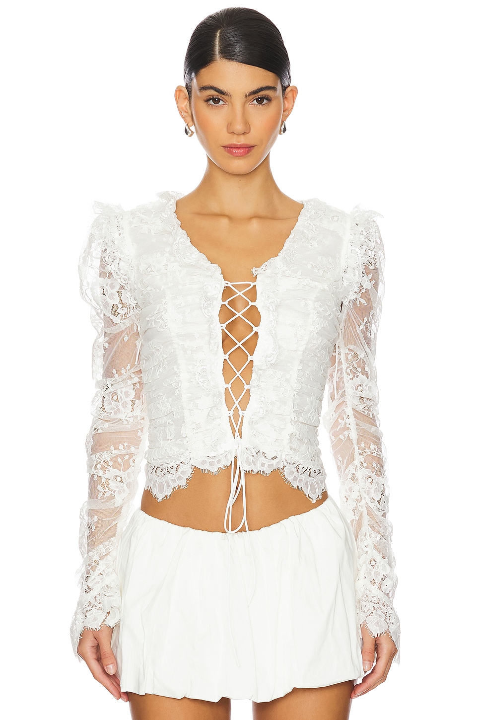 【関税&送料込】For Love & Lemons Top White For Love & Lemons Ezra Top- White — ISLANDS THE SHOP