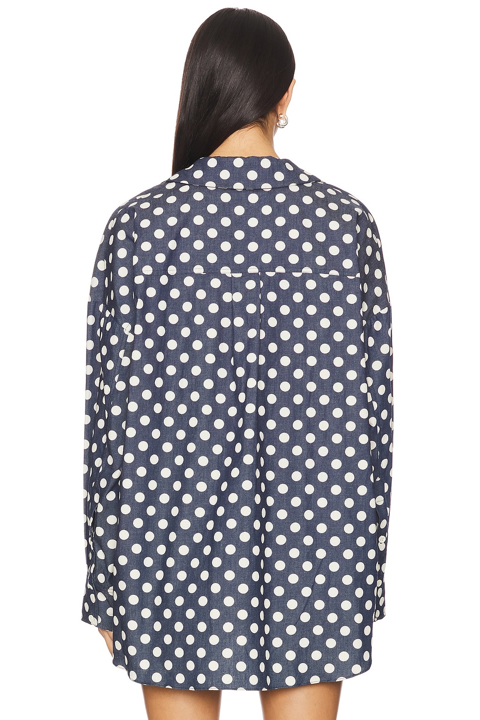 For Love & Lemons Dolly Dot Denim Button-down Top