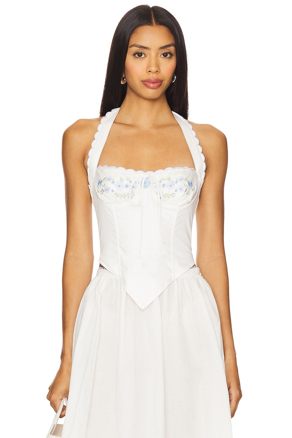 【即日発送】yilon Romantic bustier dress For Love & Lemons Tea Time Poplin Bustier Top in White | REVOLVE