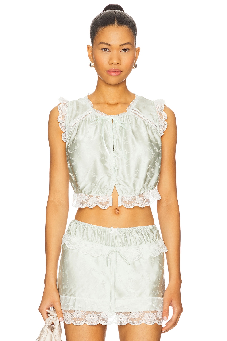 For Love & Lemons Mint Twist Top in Mint | REVOLVE
