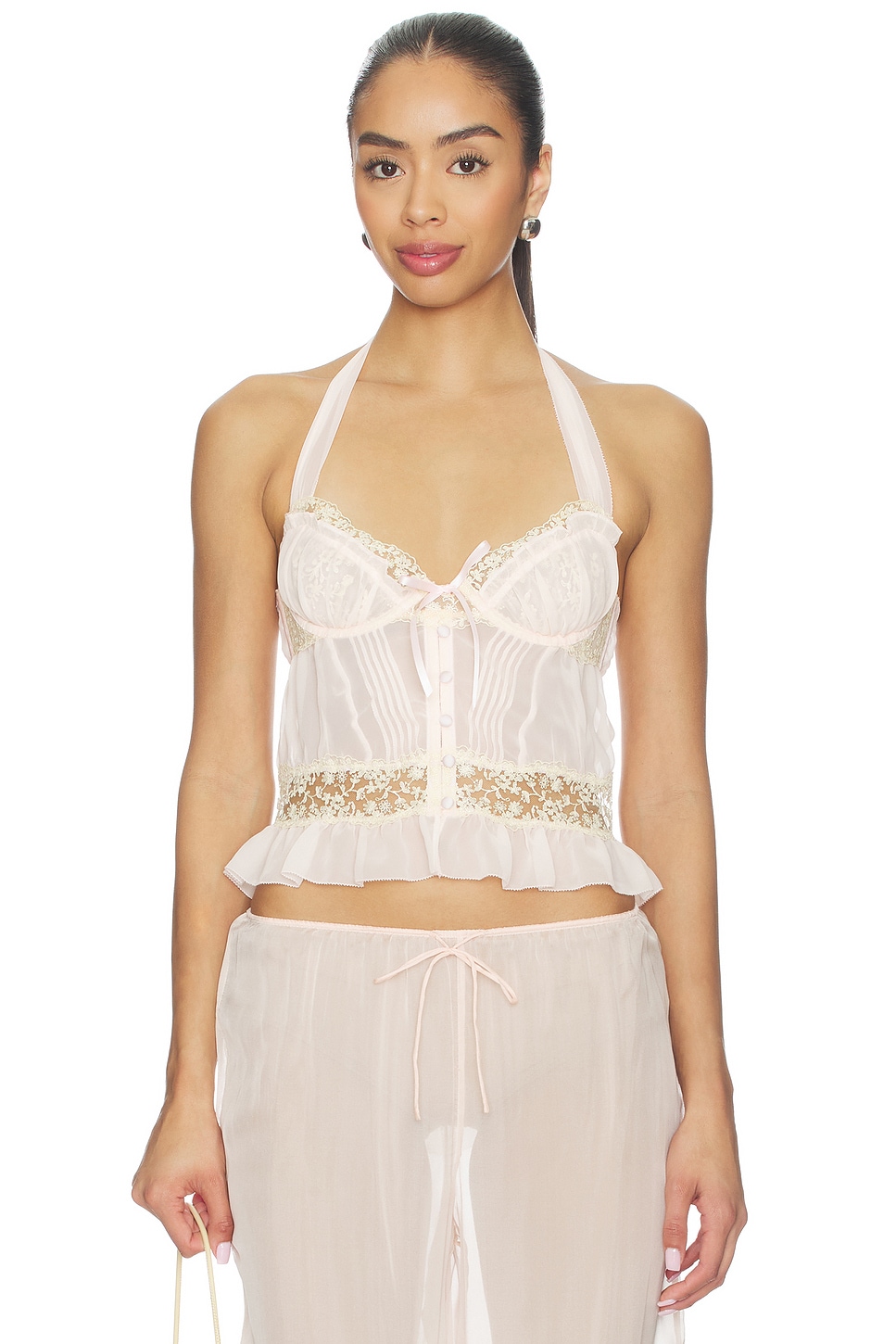 For Love & Lemons Gilded Lace Bustier in Natural | REVOLVE