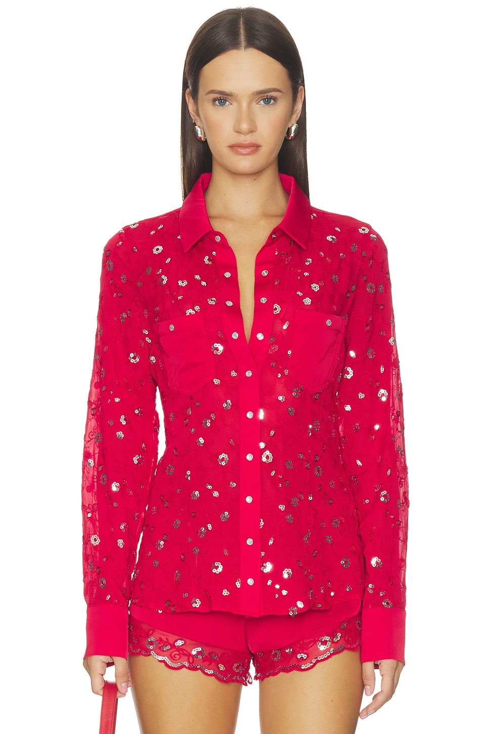 X Devon Lee Carlson Bestie Chiffon Button Down - thumbnail 2