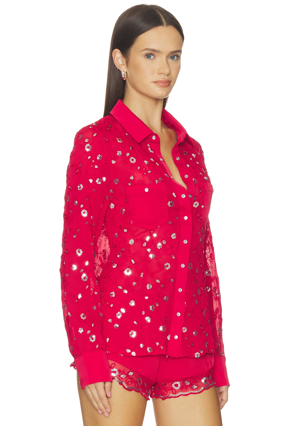 X Devon Lee Carlson Bestie Chiffon Button Down - thumbnail 3