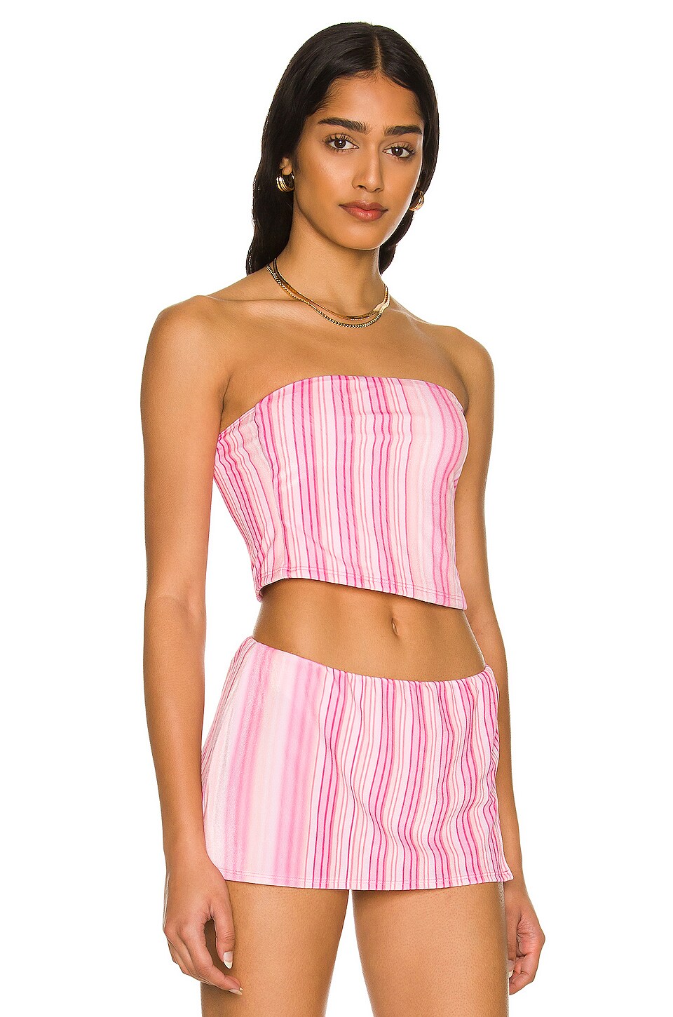 Frankies Bikinis Peace Velvet Top in Solar Stripe